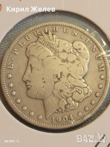 Сребърна монета 1 долар 1904г. САЩ уникат за КОЛЕКЦИОНЕРИ 50756, снимка 6 - Нумизматика и бонистика - 53656673