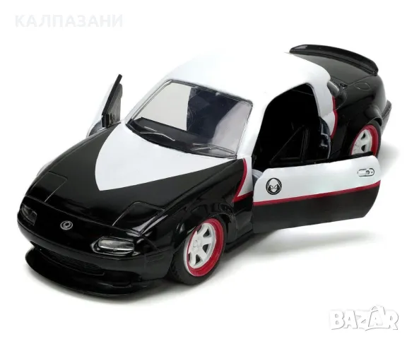 Марвел кола Ghost Spider 1990 Mazda Miata 1:32 Jada 14 см, с метална фигурка 253223014, снимка 5 - Коли, камиони, мотори, писти - 48066367