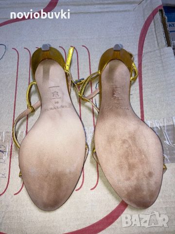 ❤️PURA LOPEZ вечерни обувки с ток от естествена кожа  - Златист - 36, снимка 4 - Дамски обувки на ток - 45177925