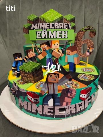 Картонена торта Майкрафт 