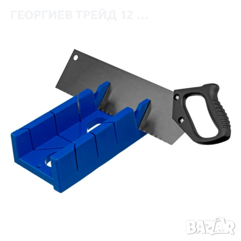 Пасвател, пластмасов, син, 4 ъгъла на рязане + трион, 350 мм - 22536