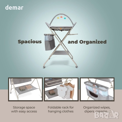 GOOZIE Бебешка маса за повиване с колелца – 5-степенна, регулируема, снимка 3 - Други - 52411746