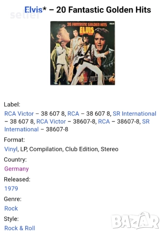 Elvis* ‎– 20 Fantastic Golden Hits, снимка 4 - Грамофонни плочи - 52707743