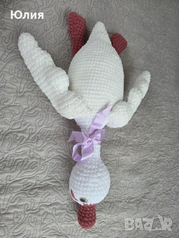 Плетена играчка, голяма плюшена гъска, ръчна изработка, снимка 3 - Плюшени играчки - 53859969