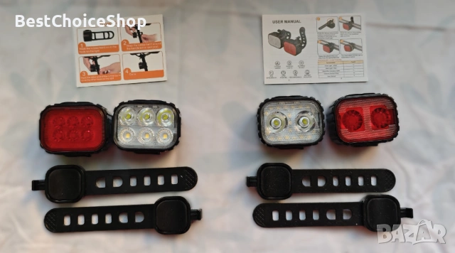 USB презареждащи се велосипедни светлини Предни и задни Супер ярки LED – Водоустойчиви 