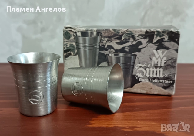 Комплект от две метални, калаени чаши- WMF , снимка 10 - Антикварни и старинни предмети - 53376728