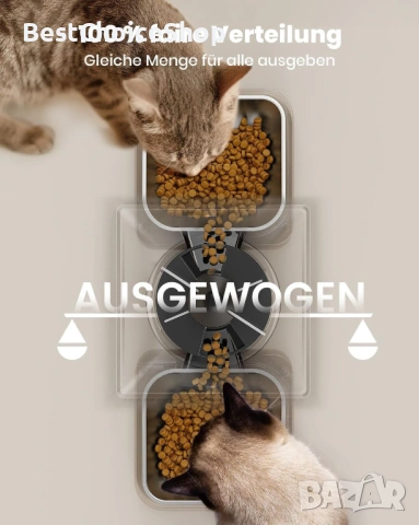 Автоматична хранилка за котки и кучета Oneisall 5L с 2 купи, гласов рекордер, автоматичен дозатор, снимка 15 - За котки - 53842370