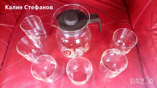 Комплект за чай, руски тънкостенни стакани и кана, снимка 6 - Чаши - 53698377