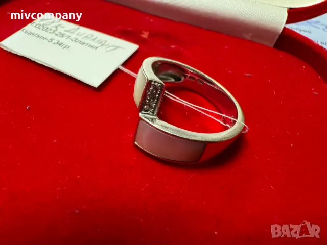 Златен пръстен 5.39гр.18К с диамант(бяло злато)+сертификат, снимка 5 - Пръстени - 50403469