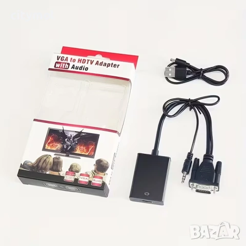 VGA към HDMI 1080P HD Audio TV AV HDTV видео, адаптер кабел конвертор, снимка 2 - Кабели и адаптери - 53114498
