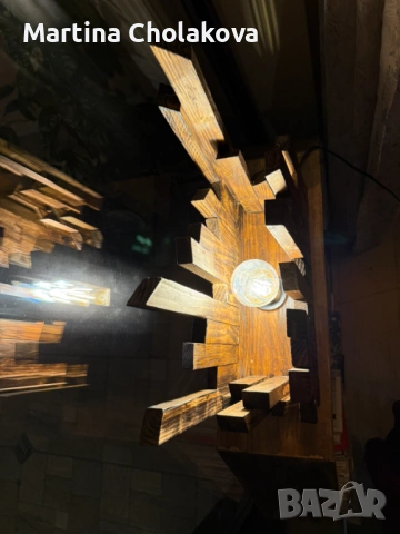 Ръчно изработена дизайнерска настолна лампа от масивно дърво – нова, снимка 4 - Лампи за стена - 54190551