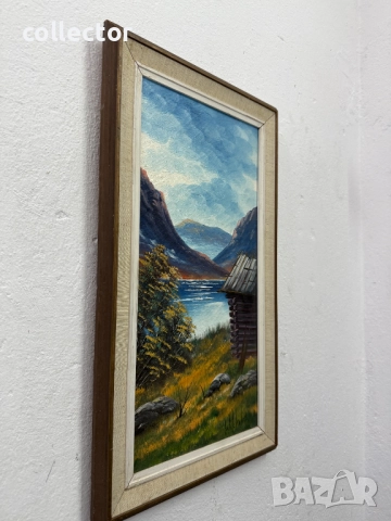 Рисуван маслен пейзаж / картина №7457, снимка 4 - Антикварни и старинни предмети - 51987260