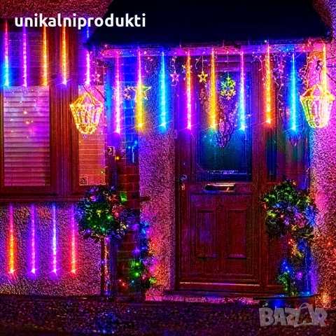 НОВО падащ сняг 3м х 80см коледни лампички с 8 изстрелващи се функции многоцветна светлина 