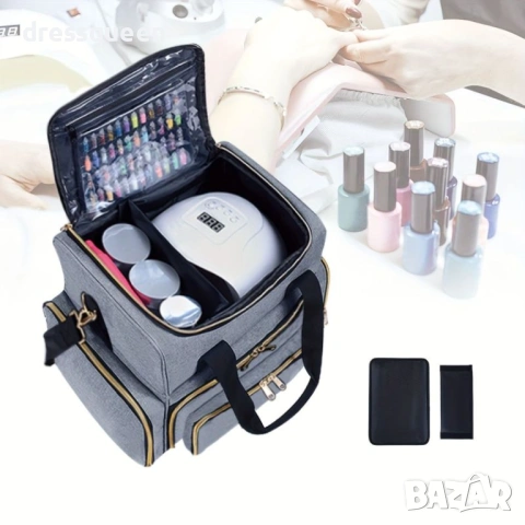 4639 органайзер за ноктопластика: Съхранение на 80 лака, UV/LED лампа и аксесоари