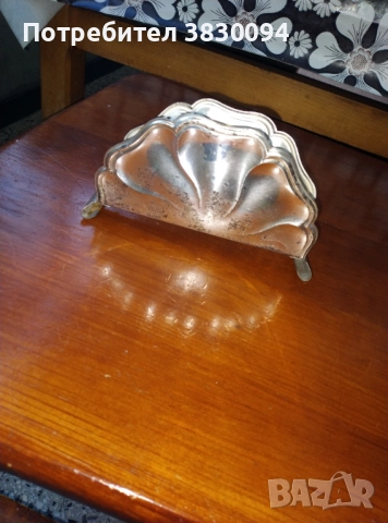 Стар посребрен салфетник, снимка 3 - Антикварни и старинни предмети - 52858491