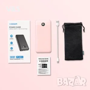 VEGER Power Bank 30000mAh, 20W бързо зареждане PD 18W QC 3.0 USB C батериен пакет Преносимо зарядно , снимка 8 - Външни батерии - 47818609