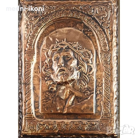 МЕДНА ИКОНА НА ХРИСТОС С ТРЪНЕН ВЕНЕЦ, снимка 2 - Икони - 53710281