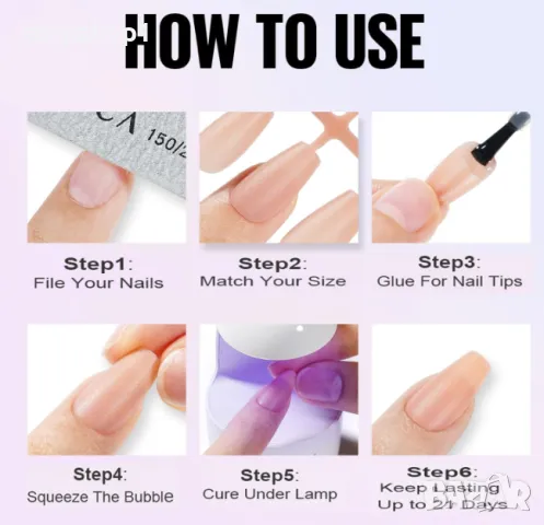 TOMICCA Soft Gel Nail Tips Комплект гел нокти, снимка 3 - Други - 48718898