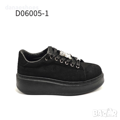 Дамски спортни обувки на платформа от велур  с аксесоар мече, снимка 5 - Дамски ежедневни обувки - 51577662