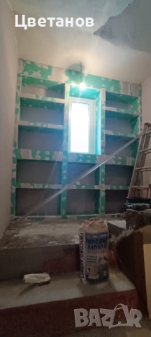 Монтаж на гипсокартон и лепене на теракот и фаянс 