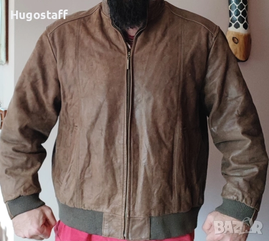 Винтидж Jos. A. Bank кожено кафяво Bomber Aviator Пилотско Хл, снимка 7 - Якета - 52152643