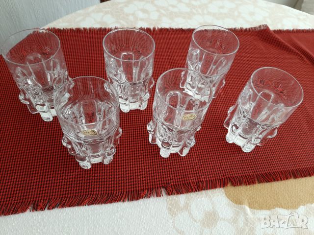 Комплект 6 броя оригинални стъклени чаши BOHEMIA Glass, снимка 1 - Сервизи - 46566108