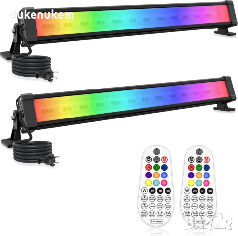 Комплект от 2 броя Прожектори RGB LED Wall Washer 42W – 10 цвята, 30 режима, дистанционно управление