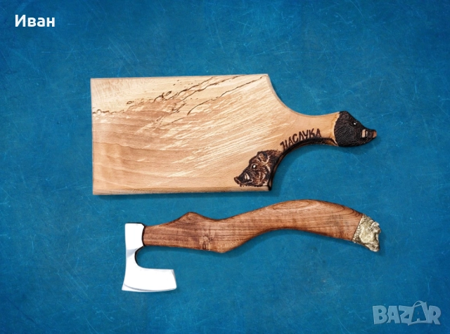 Брадва ръчна изработка ловен комплект Диво прасе подарък за мъж , снимка 8 - Ножове - 49609801