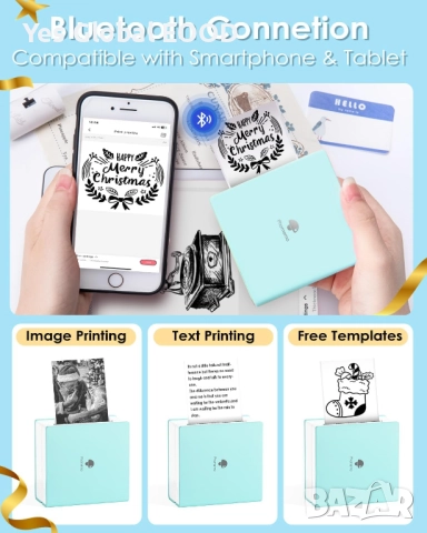 Phomemo M02 мини преносим термопринтер Bluetooth зелен, снимка 4 - Друга електроника - 51983989