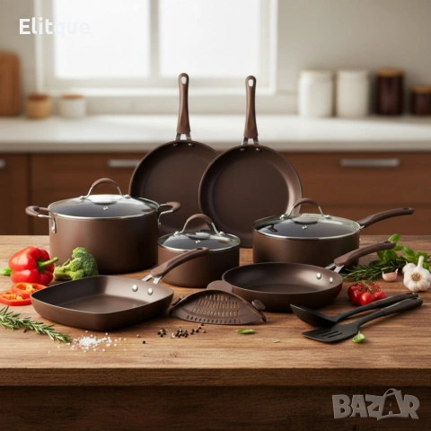 Комплект 20 части Edenberg EB-5655 от кован алуминий — незалепващо мраморно покритие , снимка 2 - Други - 53389265