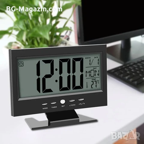 LED електронен часовник на батерии с температура голям екран с аларма будилник светещ дигитален, снимка 5 - Други - 51039777