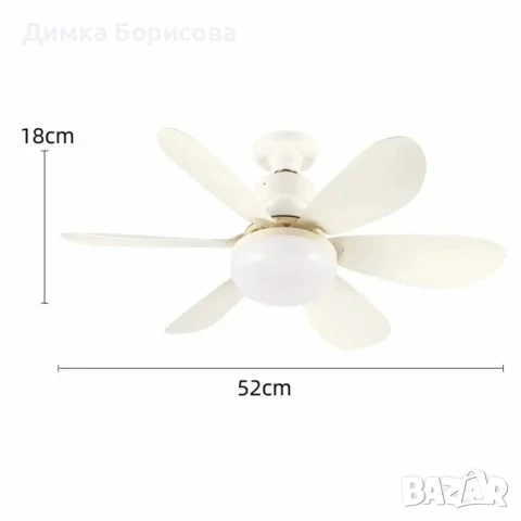 Модерна вентилаторна лампа с форма на цвете, LED осветление, дистанционно, 40W, 1200 лумена, снимка 2 - Лед осветление - 51029948