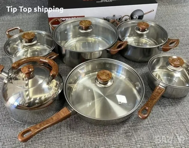 👩‍🍳 Кухненски комплект за готвене с охлаждащи дръжки – 12 части