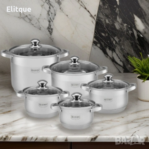 Комплект 10 части Edenberg EB-4009 от неръждаема стомана - равномерно и бързо готвене, снимка 4 - Други - 53389279