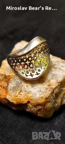 Дамски Сребърен пръстен " Плюсове и минуси " размер на халката 20мм, снимка 3 - Пръстени - 45217658