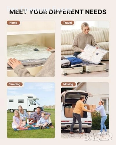 Нов комплект Вакуумни пликове за дрехи 20 броя с безжична помпа за съхранение Пестене на място, снимка 7 - Други стоки за дома - 54106466