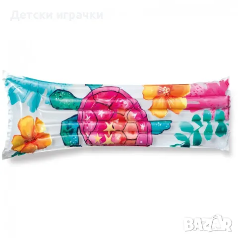 Надуваем дюшек Fashion Intex, 183 х 69 см, PVC, с вградена възглавница, ярки цветове, снимка 10 - Надуваеми играчки - 50039983