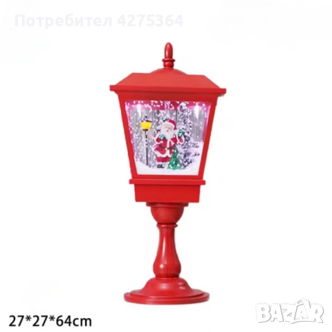 Декоративна коледна лампа с Дядо Коледа, падащ сняг и мелодии, снимка 3 - Декорация за дома - 52261871
