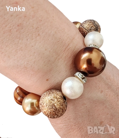 Комбинирана Перлена гривна , снимка 4 - Гривни - 51275943