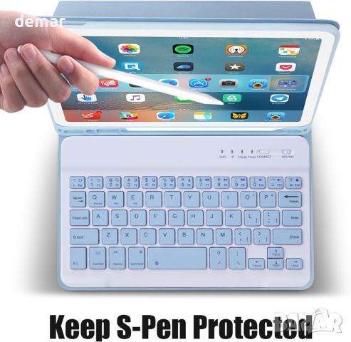 Калъф с клавиатура за Samsung Galaxy Tab A9 8.7" 2023 SM-X110/X115/X117, розов ; син, снимка 6 - Таблети - 46432729