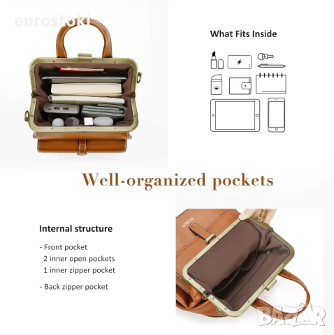 ECOSUSI Малка раница, чанта от изкуствена кожа, мини раница за пътуване, ежедневна дамска чанта , снимка 3 - Раници - 51345003