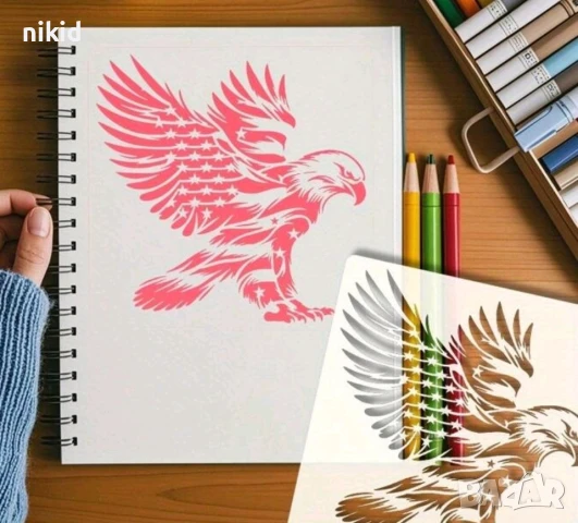 Орел тип Флаг Америка шаблон стенсил спрей за торта украса декор Scrapbooking