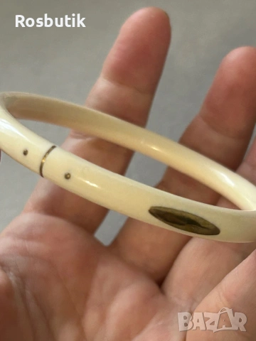 Рядка старинна гривна от истинска слонова кост със сребро 