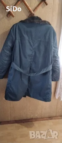 HOBA Синя шуба с кожа отвътре размер 52, снимка 6 - Други - 49893318