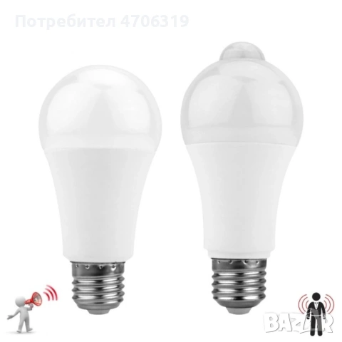 Лампа LED със сензор за движение,220V, снимка 4 - Лед осветление - 53248305