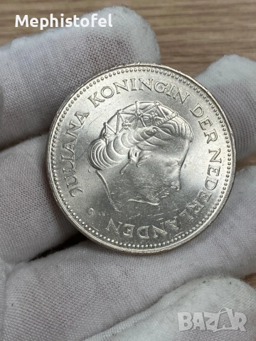 10 гулдена 1970 г, Кралство Нидерландия - сребърна монета, UNC, снимка 3 - Нумизматика и бонистика - 53591760