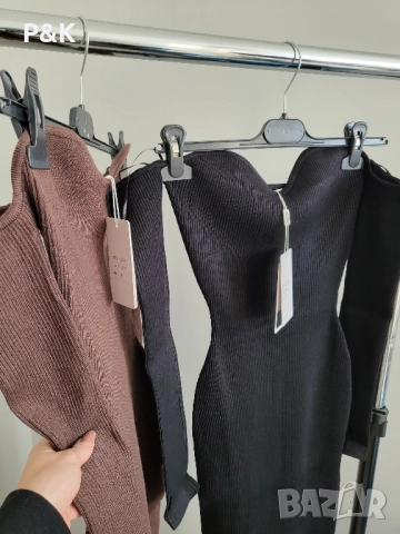 Рипс рокля с паднали рамене - миди дължина, снимка 3 - Рокли - 52459160