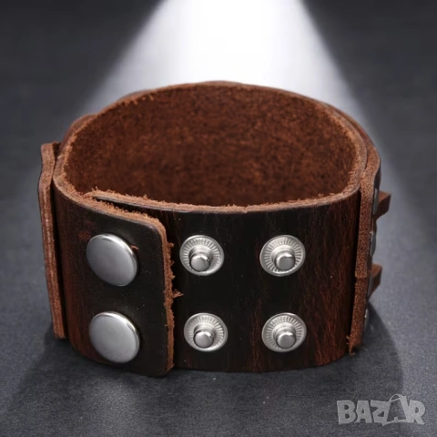 Мъжка гривна от естествена кожа., снимка 4 - Гривни - 53464468
