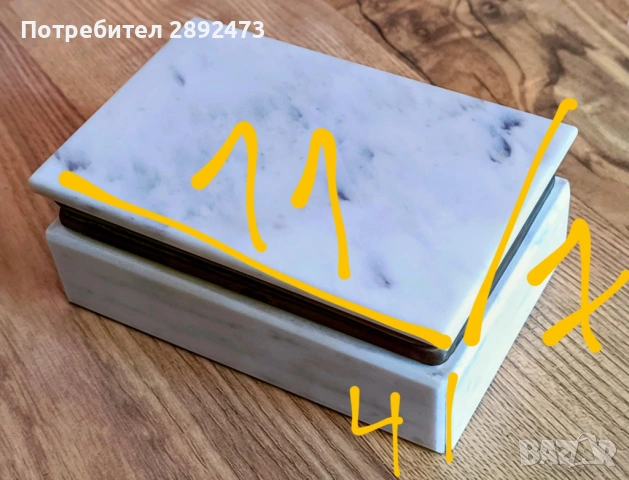 Старинна мраморна кутийка за бижута или декорация, снимка 5 - Антикварни и старинни предмети - 53405649