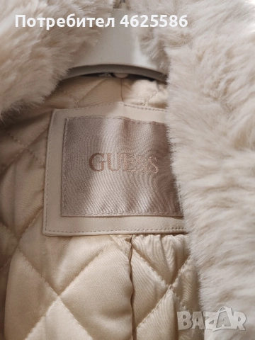 Бежово кожено яке Guess, снимка 3 - Якета - 52087793